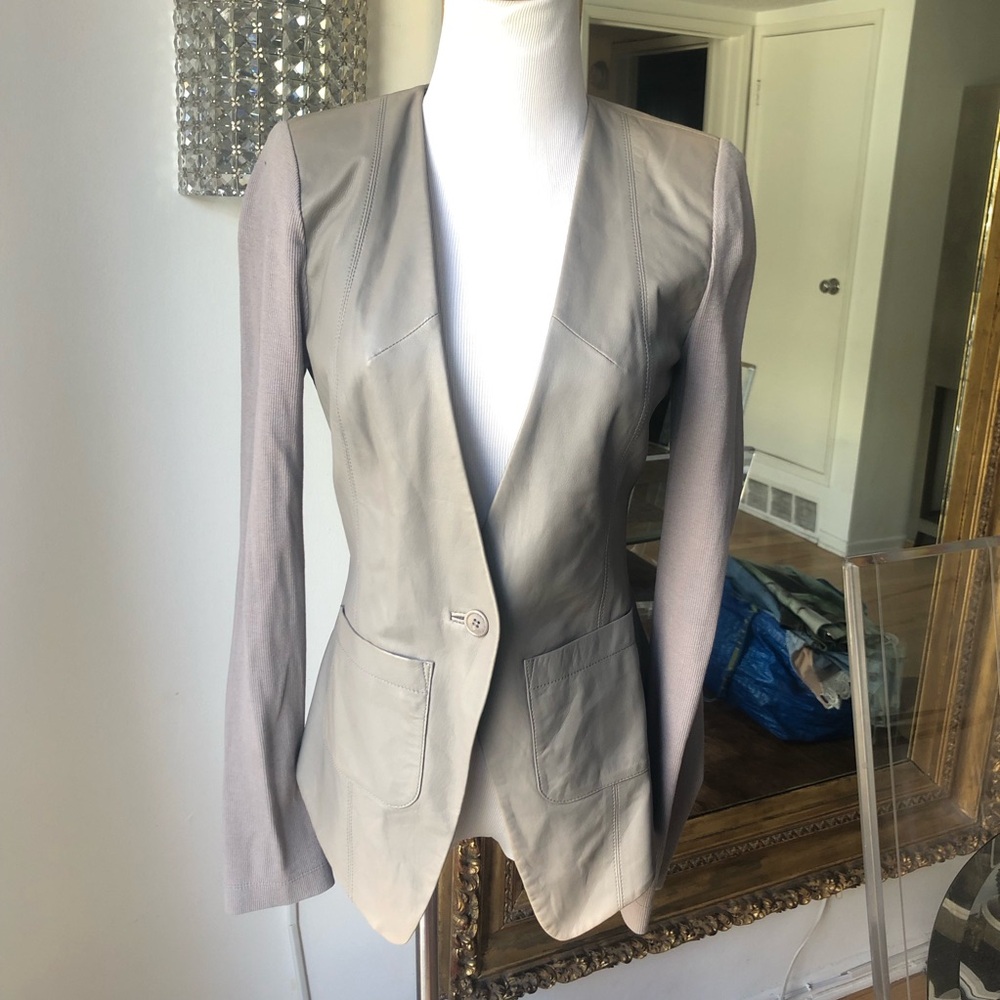 Cut25 by Yigal Azrouel leather Women's taupe mauve Blazer size 4